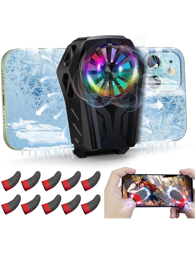 KASTWAVE Phone Cooler Semiconductor Heatsink for 4-7.5" Android/iPhone Phone Fast Cooling with Cooling Fan and game fingertips for Phone Cooling - Image 1