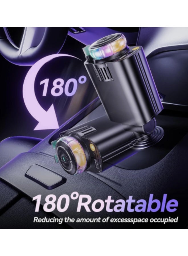 Retractable 5-in-1 Car Charger | with USB-C Fast Charging, Built-in Aromatherapy Diffuser & Starlight Ambient Light | Multi-Device Charging for iPhone, Android - Image 4