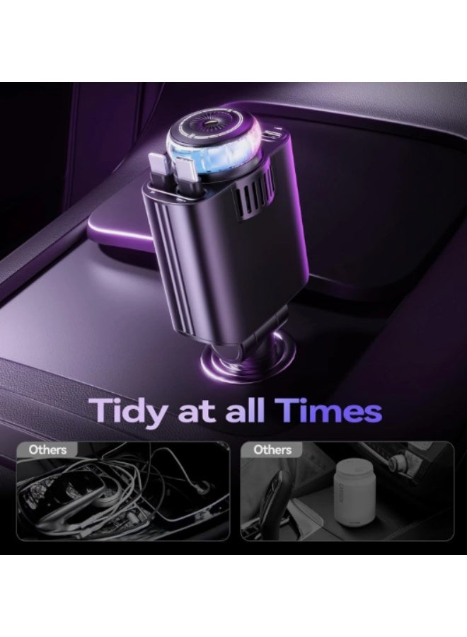 Retractable 5-in-1 Car Charger | with USB-C Fast Charging, Built-in Aromatherapy Diffuser & Starlight Ambient Light | Multi-Device Charging for iPhone, Android - Image 3