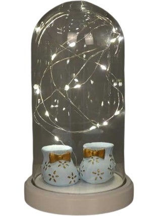 By-Lamp By-Lamp Illuminated Glass Bell Jar Baby Bootie Figured Lamp Blue  - Image 1