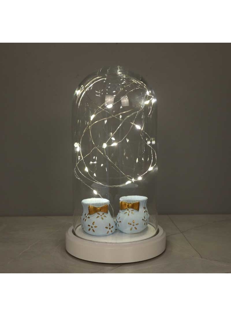By-Lamp By-Lamp Illuminated Glass Bell Jar Baby Bootie Figured Lamp Blue  - Image 3