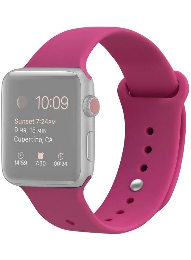 NIBEMINENT Silicone Replacement Watchband For Apple Watch Series 6/SE/5/4 44mm - 3/2/1 42mm Pink - Image 1