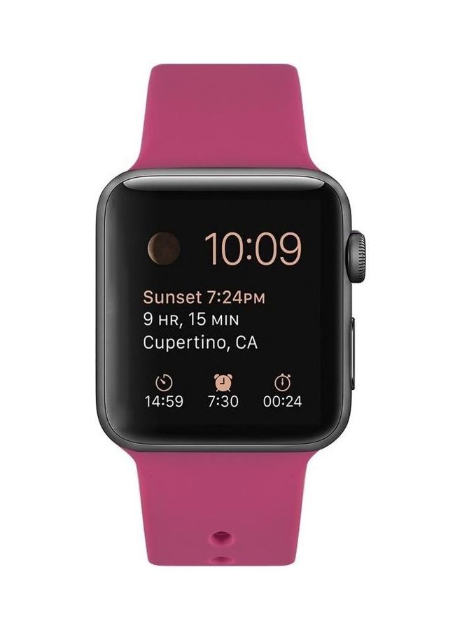 NIBEMINENT Silicone Replacement Watchband For Apple Watch Series 6/SE/5/4 44mm - 3/2/1 42mm Pink - Image 2
