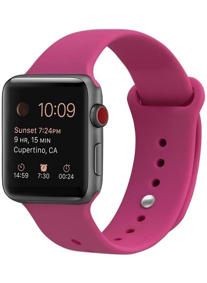 NIBEMINENT Silicone Replacement Watchband For Apple Watch Series 6/SE/5/4 44mm - 3/2/1 42mm Pink - Image 3