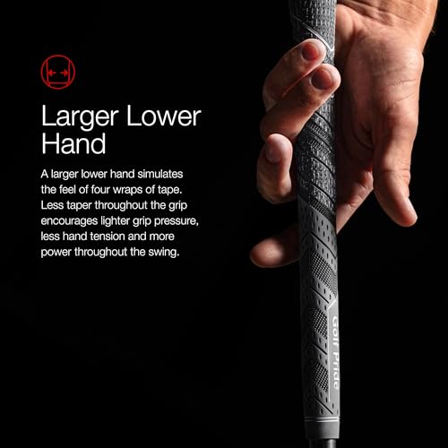 Golf Pride MCC Plus4 Golf Club Grip - All-Weather Hybrid Grip with Larger Lower Hand - Brushed Cotton Cord & Pebbled Texture - Undersized - Grey - Image 5