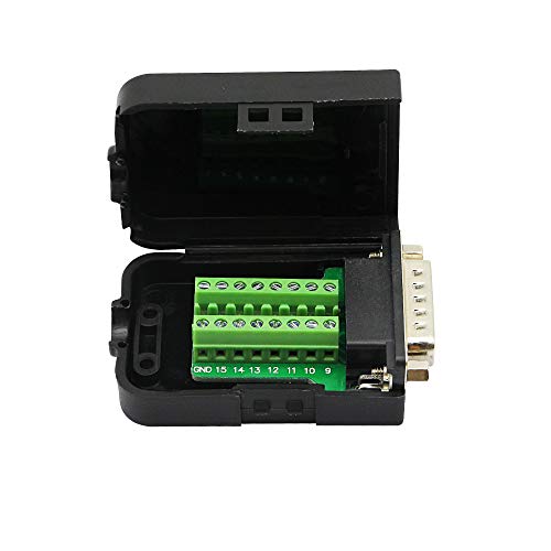 CERRXIAN DB15 Breakout Connector DB15 Screw Wiring Terminal Signal Module Breakout PCB Board with Plastic Case Nuts Black MN - Image 3