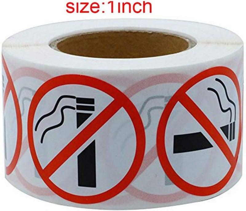 klarako NO Smoking 25mm Warning Alert Stop Smoke No Cigarette Logo Window Door Sticker Labels (500 Labels per roll / 1 roll) - Image 3
