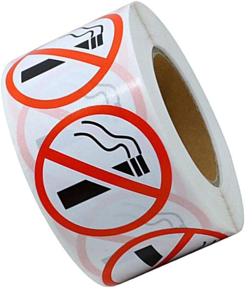 klarako NO Smoking 25mm Warning Alert Stop Smoke No Cigarette Logo Window Door Sticker Labels (500 Labels per roll / 1 roll) - Image 2