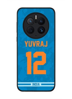 Rugged Black Edge Case for Huawei Mate 50 Pro, Slim fit Soft Case Flexible Rubber Edges Thin Cover - Player Name - Yuvraj Singh, Jersey Number- 12
