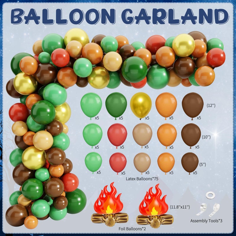 THAWAY 105 PCS Camping Birthday Party Decorations Kit with 3D Campfire & Forest Backdrop - Reusable Camp Theme Decor for Baby Showers, Outdoor Adventures & Celebrations - Image 3
