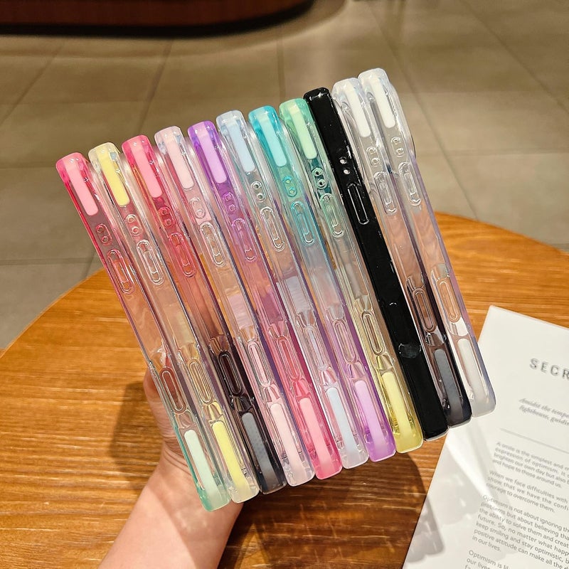 Rectangle Design Gradient Contrast Frame Crystal Clear Compatible with iPhone Case (iPhone 16 Plus,Blue Purple) - Image 4