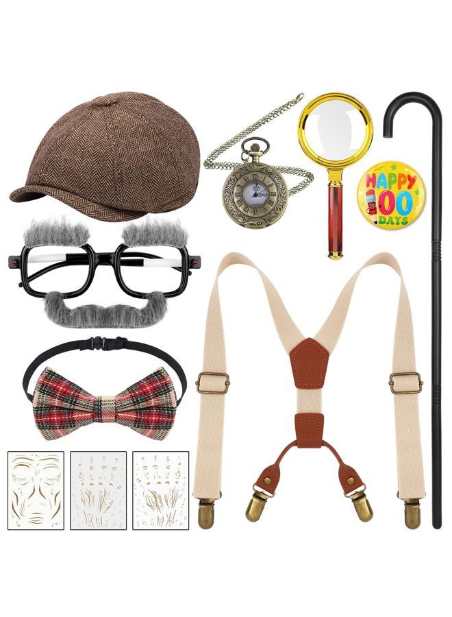 SOMSOC Boys 100 Days of School Costume Kids Grandpa Costume Accessories Set for School Cosplay Dress Up Party - Image 1