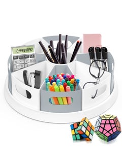 Generic Mecids 360 Rotating Storage Organizer Desk Organizers Pen Holder– 12” Lazy Susan Style Caddy With Removable Bins For Home Office Supplies Art Supplies Make Up And Kitchen Use With Card And Gift Box  - Image 1