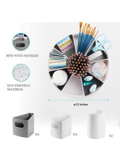Generic Mecids 360 Rotating Storage Organizer Desk Organizers Pen Holder– 12” Lazy Susan Style Caddy With Removable Bins For Home Office Supplies Art Supplies Make Up And Kitchen Use With Card And Gift Box  - Image 4