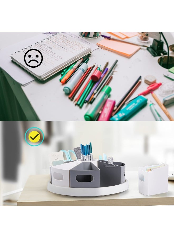 Generic - Mecids 360 Rotating Storage Organizer Desk Organizers Pen Holder– 12” Lazy Susan Style Caddy With Removable Bins For Home Office Supplies Art Supplies Make Up And Kitchen Use With Card And Gift Box - Image 1