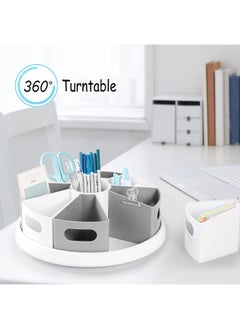 Generic Mecids 360 Rotating Storage Organizer Desk Organizers Pen Holder– 12” Lazy Susan Style Caddy With Removable Bins For Home Office Supplies Art Supplies Make Up And Kitchen Use With Card And Gift Box  - Image 3