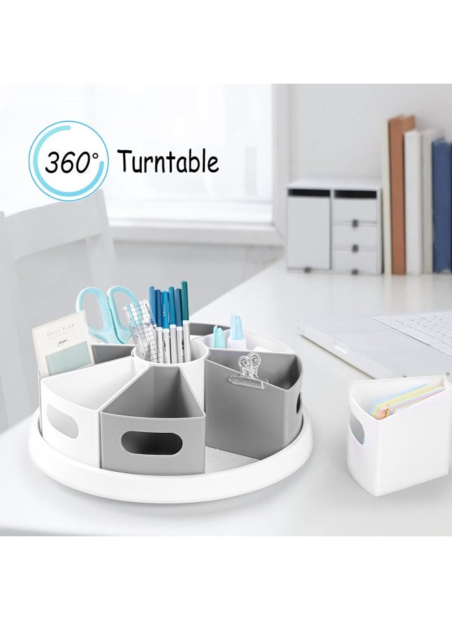 Generic - Mecids 360 Rotating Storage Organizer Desk Organizers Pen Holder– 12” Lazy Susan Style Caddy With Removable Bins For Home Office Supplies Art Supplies Make Up And Kitchen Use With Card And Gift Box - Image 1