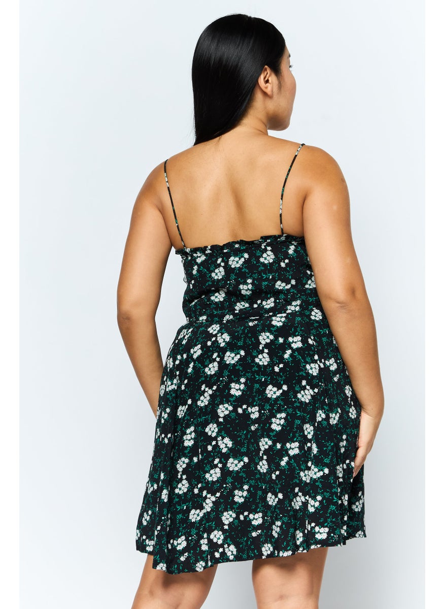 Pimkie Women Floral Print Mini Dress, Black Combo  - Image 3