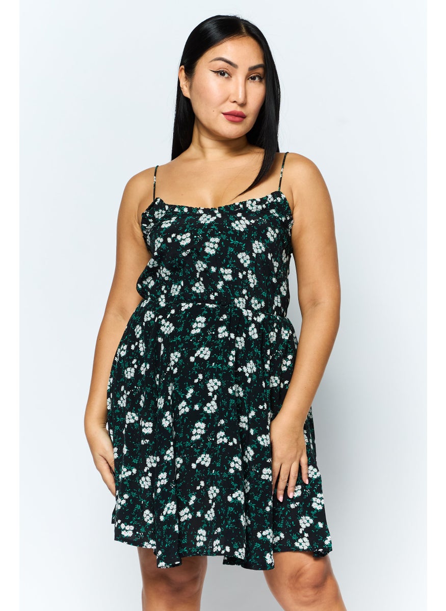 Pimkie Women Floral Print Mini Dress, Black Combo  - Image 1