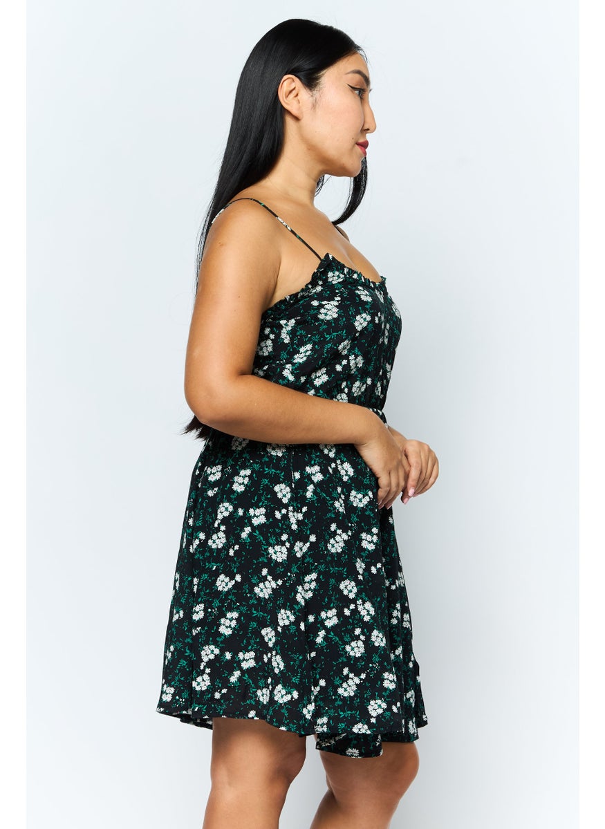 Pimkie Women Floral Print Mini Dress, Black Combo  - Image 2
