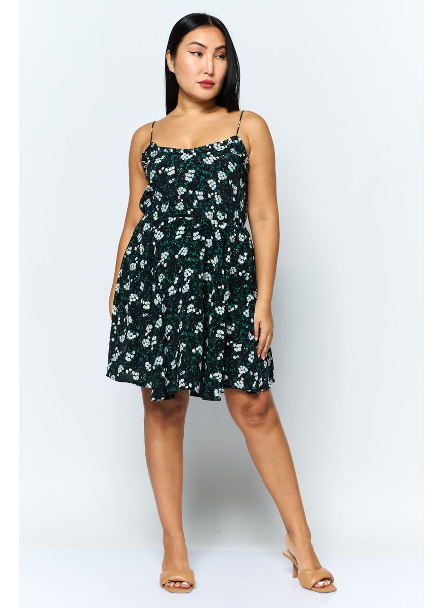Pimkie Women Floral Print Mini Dress, Black Combo  - Image 4
