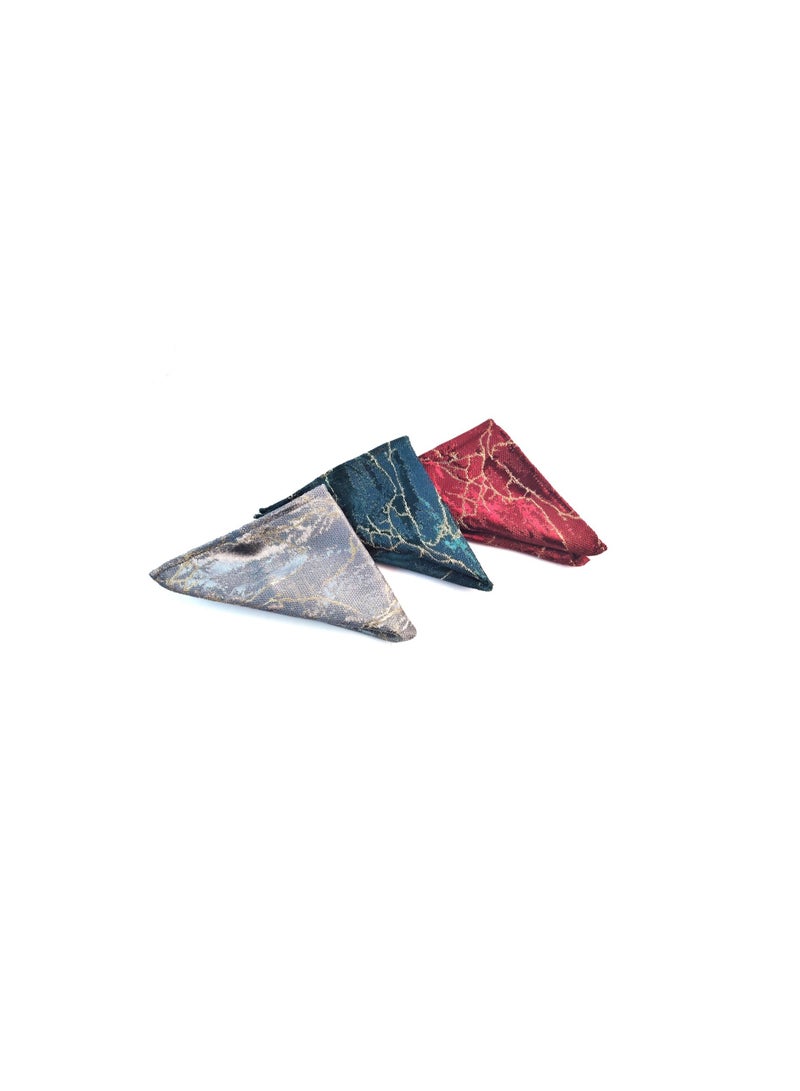 Suit Pocket Square Set in Modern Designs and Colors (3 Pieces)