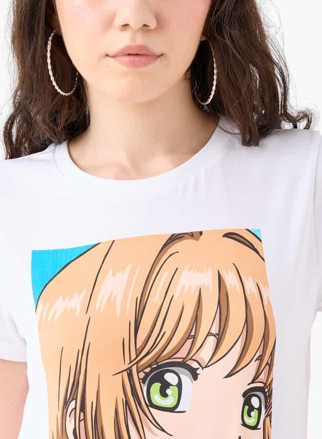 SP Characters Sakura Print T-shirt with Crew Neck and Short Sleeves - Image 4
