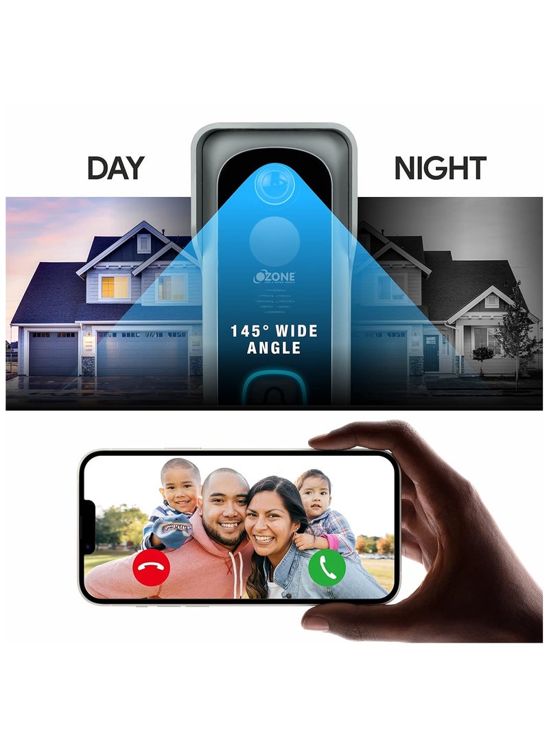 Ozone Smart Video Door Bell With Camera For Home Instant Visitor Video Call On Phone Wireless Video Doorbell Camera  Security Alarm With Motion Sensor 1080p Camera  Works With Alexa  Google - Image 3
