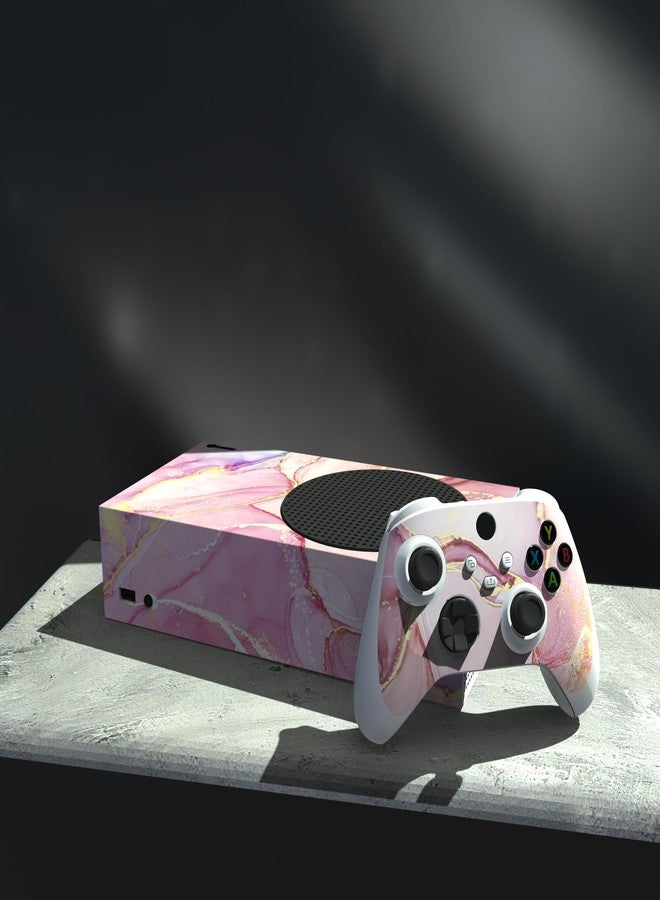 PlayVital Cosmic Pink Gold Marble Effect Custom Vinyl Skins for Xbox Core Wireless Controller, Wrap Decal Cover Stickers for Xbox Series S Console Controller - Image 4