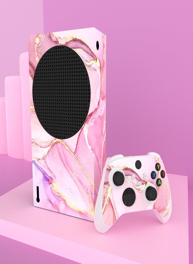 PlayVital Cosmic Pink Gold Marble Effect Custom Vinyl Skins for Xbox Core Wireless Controller, Wrap Decal Cover Stickers for Xbox Series S Console Controller - Image 5
