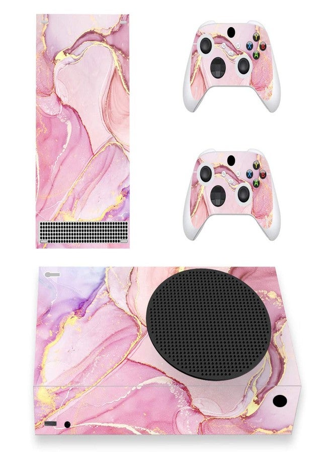 PlayVital Cosmic Pink Gold Marble Effect Custom Vinyl Skins for Xbox Core Wireless Controller, Wrap Decal Cover Stickers for Xbox Series S Console Controller - Image 1