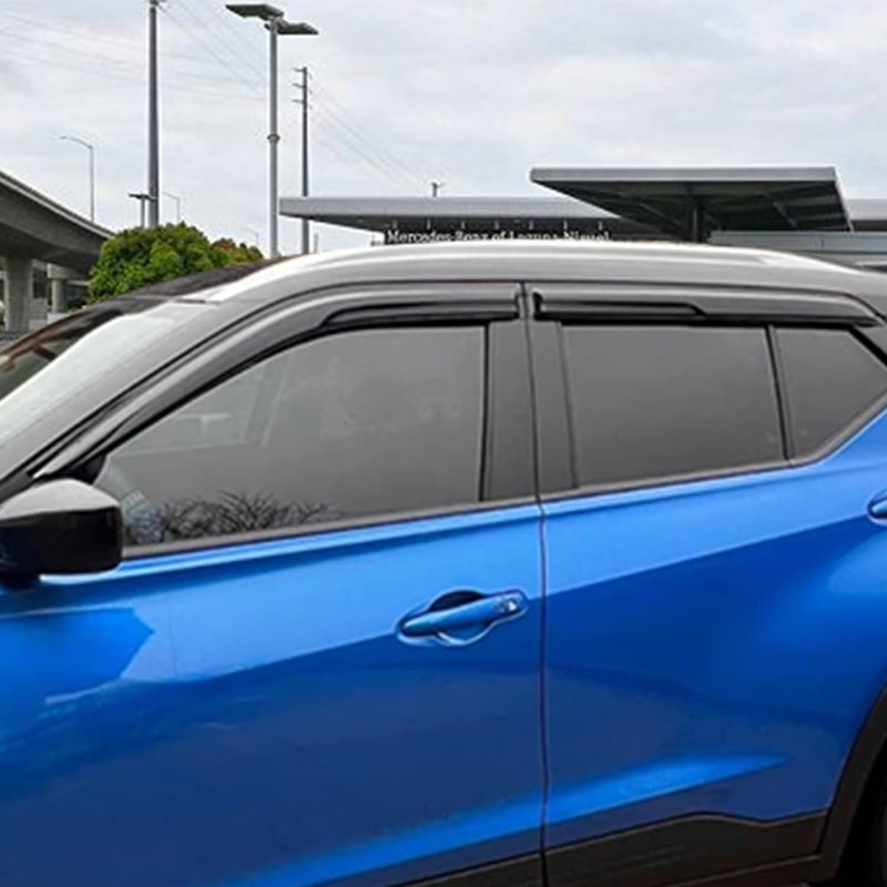 Generic Amzayard Tape-on Side Window Visor Deflector Rain Guard for Nissan Kicks 2018 2019 2020 2021 2022 2023 2024, Sun Vent Window Shade Smoke 4 PCS Set  - Image 2