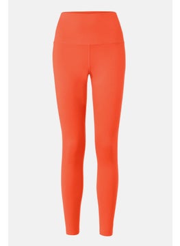 Tchibo Women Sportswear Fit Solid Pull On Yoga Leggings, Orange  - Image 2