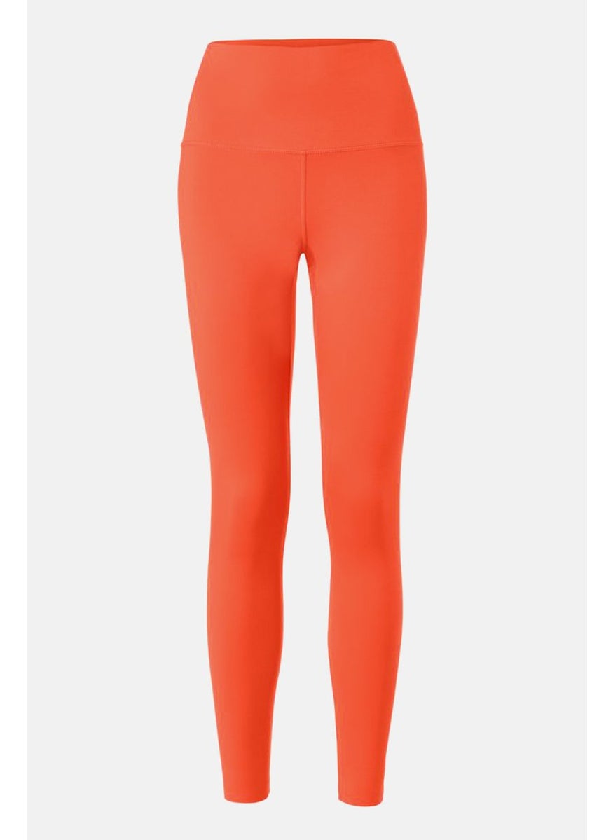 Tchibo Women Sportswear Fit Solid Pull On Yoga Leggings, Orange  - Image 2