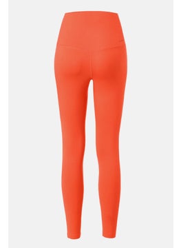 Tchibo Women Sportswear Fit Solid Pull On Yoga Leggings, Orange  - Image 3