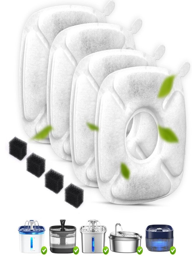 KANCHOU Cat Water Fountain Filter 8 Pcs,4 Pack Cat Fountain Replacement Filters with 4 Pre-Filter Sponges Compatible with 95oz/2.8L/67oz/2L and 135oz/4L Automatic Pet Water Dispensers - Image 1