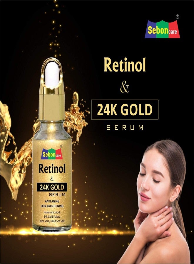 SebonCare Retinol Serum For Face Enrich with 24K Gold, Hyaluronic Acid, Vitamin E, Aloevera Extract, Dead Sea Salt - 30ml - Image 2