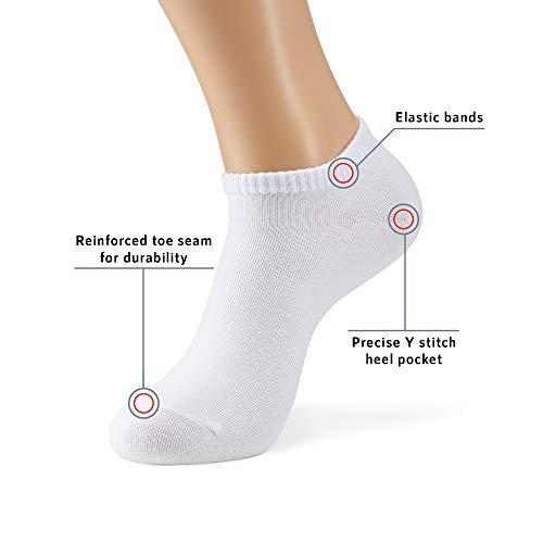 MONFOOT Men's/Women's 20 Pairs Cotton Low Cut Ankle Socks, Black White Large Multipack - Image 2