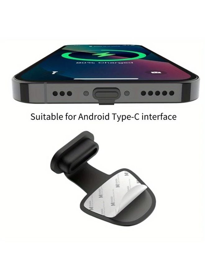 سدادة غبار USB-C سوداء مضادة للضياع لمنفذ Type-C للأندرويد - Image 1