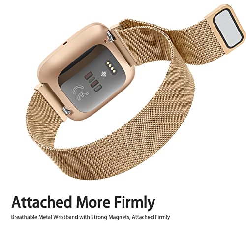 Tobfit Watch Strap Compatible with Fitbit Versa 2 (Watch Not Included), Stainless Steel Chain Strap with Magnetic Buckle Compatible for Men & Women (S, Rose Gold) - Image 2