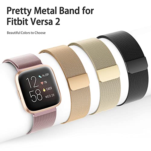 Tobfit Watch Strap Compatible with Fitbit Versa 2 (Watch Not Included), Stainless Steel Chain Strap with Magnetic Buckle Compatible for Men & Women (S, Rose Gold) - Image 5