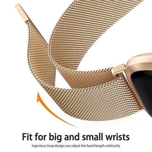 Tobfit Watch Strap Compatible with Fitbit Versa 2 (Watch Not Included), Stainless Steel Chain Strap with Magnetic Buckle Compatible for Men & Women (S, Rose Gold) - Image 3