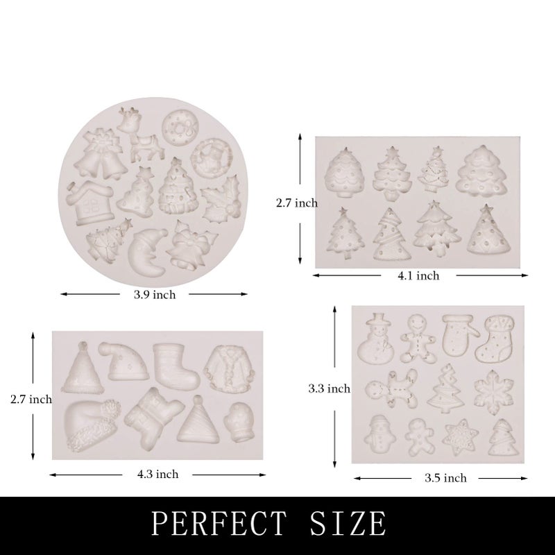 muyulin Muyulin Mini Christmas Cake Decoration Chocolate Mold  4 Packs Fondant Christmas Silicone Molds  Bell  Reindeer  Winterleaf  Sock Shape Silicone Fondant Molds for Christmas Cake Decor  Cupcake Toppers - Image 2