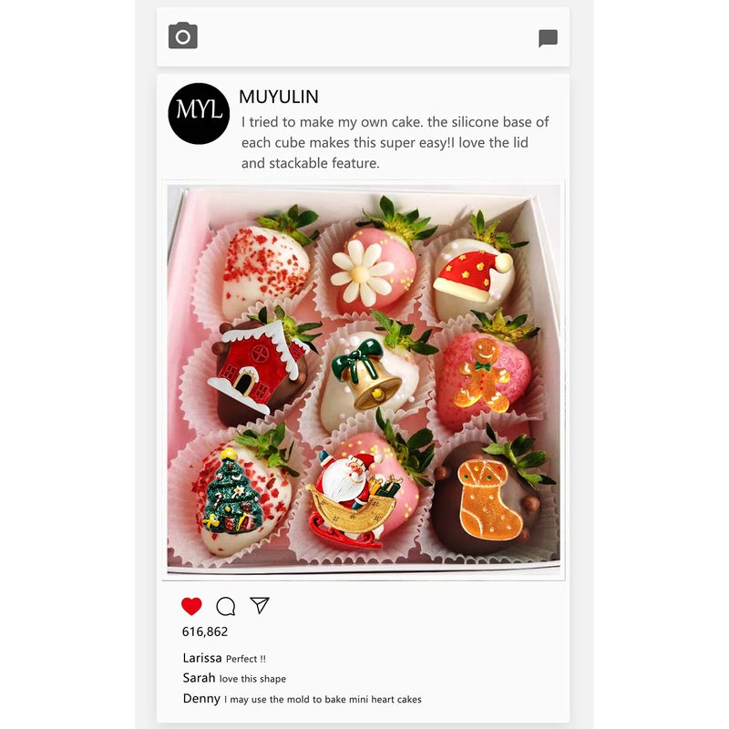 muyulin Muyulin Mini Christmas Cake Decoration Chocolate Mold  4 Packs Fondant Christmas Silicone Molds  Bell  Reindeer  Winterleaf  Sock Shape Silicone Fondant Molds for Christmas Cake Decor  Cupcake Toppers - Image 5