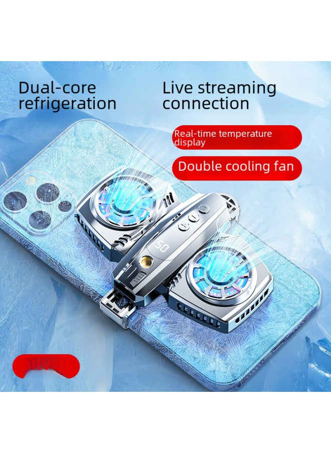 Generic Dual-core Mobile Phone Cooler Live Digital Display Tablet Absorption Semiconductor Cooling Clip Heat Reduction Device-Color:K6 Magnetic Black  - Image 2