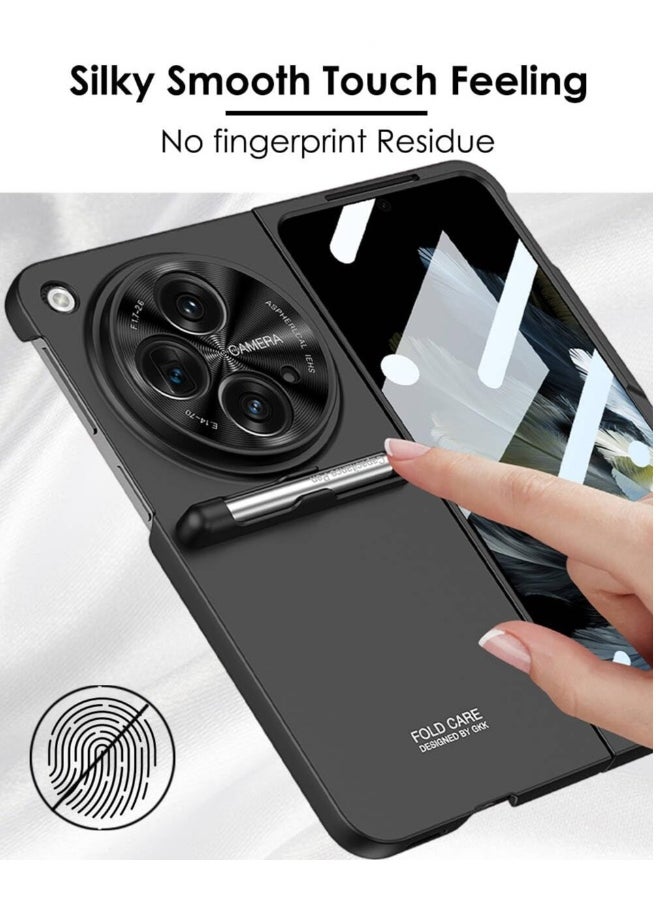 Case for OnePlus Open 2023, Ultra Slim Shockproof Matte PC Cover with Built-in Screen Protector and Capacitive Pen, Protective One Plus Open Cover, Black