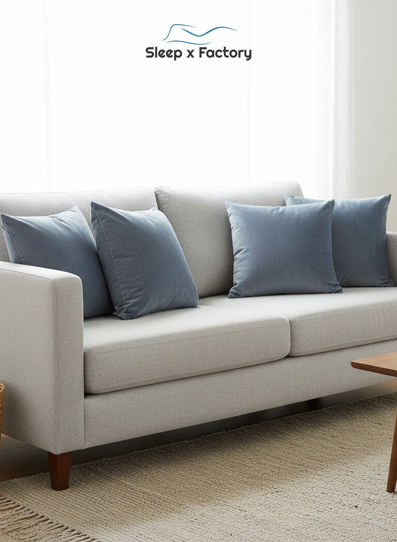 Sleep x Factory Velvet Blue Decorative Cushions – 4 Pack – 45x45 cm – Microfiber Filled Pillow - Image 1