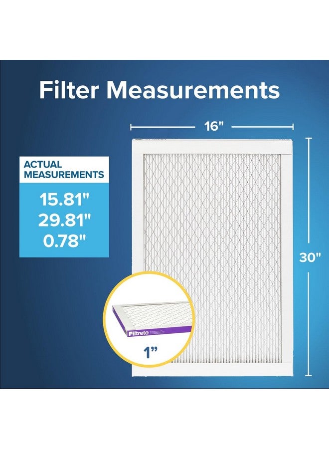 FILTRETE Filtrete 16x30x1 AC Furnace Air Filter, MERV 12, MPR 1500, CERTIFIED asthma & allergy friendly, 3 Month Pleated 1-Inch Electrostatic Air Cleaning Filter, 2-Pack (Actual Size 15.81x29.81x0.78 in)  - Image 2