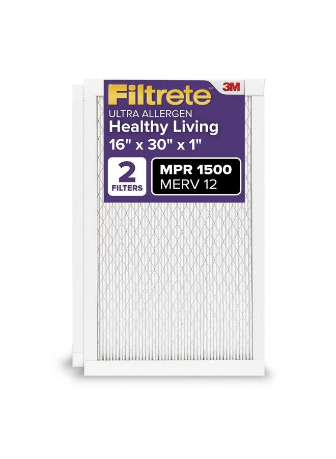 FILTRETE Filtrete 16x30x1 AC Furnace Air Filter, MERV 12, MPR 1500, CERTIFIED asthma & allergy friendly, 3 Month Pleated 1-Inch Electrostatic Air Cleaning Filter, 2-Pack (Actual Size 15.81x29.81x0.78 in)  - Image 1