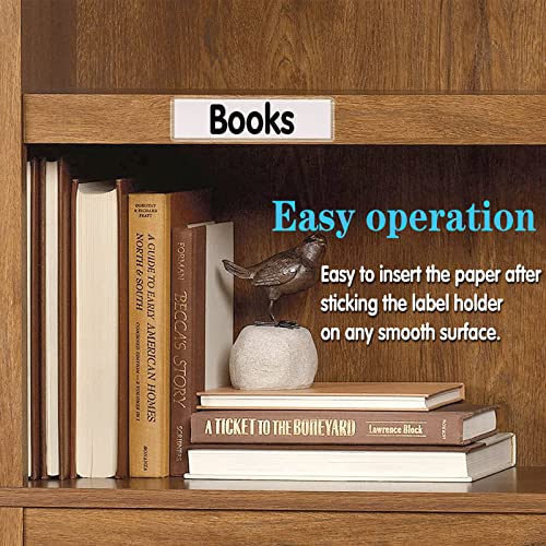 ELEMGULY Self Adhesive Label Holders, ELEMGULY 100 Pack Adhesive Shelf Tag Shelf Label Holder Clear Pocket Holder with Paper for Supermarket, Bookshelf, Kitchen (4.3 x 1.2 Inch) - Image 3